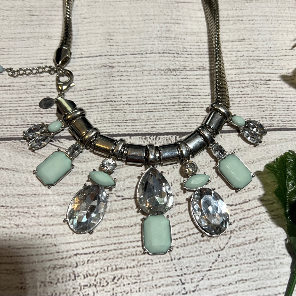 EXPRESS Embellished Diamond Silver Necklace - Picture 2 of 9